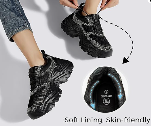 Women Fashion Platform White Leather Casual Dad Shoes Comfortable Wedge Walking Sport Sneakers