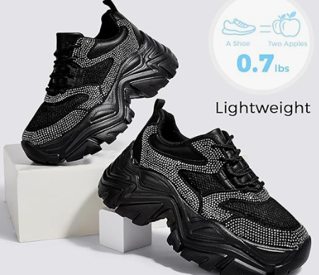 Women Fashion Platform White Leather Casual Dad Shoes Comfortable Wedge Walking Sport Sneakers