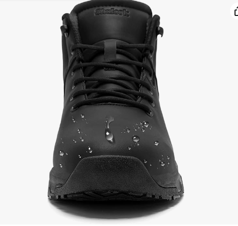Men Slip Resistant Shoes Waterproof Food Service Chef Kitchen Restaurant Working Boots Casual Leather Ankle Boot Outdoor Walking Booties