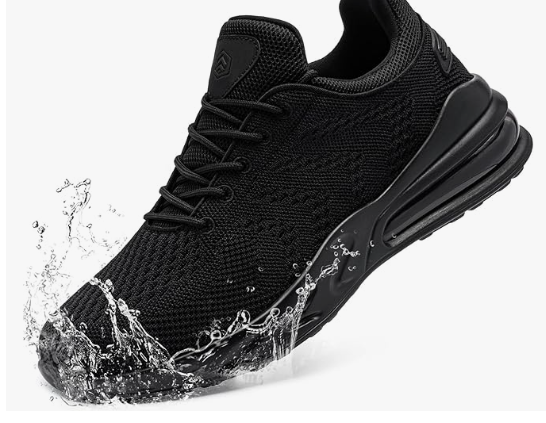 LARNMERN Men Non Slip Work Sneakers Water Resistant Food Service Zapatos Trabajo Antideslizantes Walking Shoes Waterproof Shoes Slip-on, Black 11.5