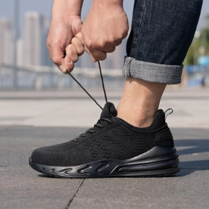 LARNMERN Men Non Slip Work Sneakers Water Resistant Food Service Zapatos Trabajo Antideslizantes Walking Shoes Waterproof Shoes Slip-on, Black 11.5