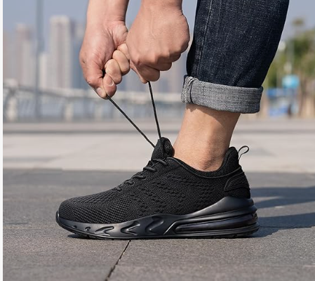 LARNMERN Men Non Slip Work Sneakers Water Resistant Food Service Zapatos Trabajo Antideslizantes Walking Shoes Waterproof Shoes Slip-on, Black 11.5