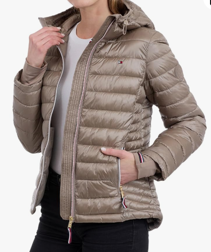 Women's Puffer Jacket, Lightweight Packable Jacket With Hood & Bag